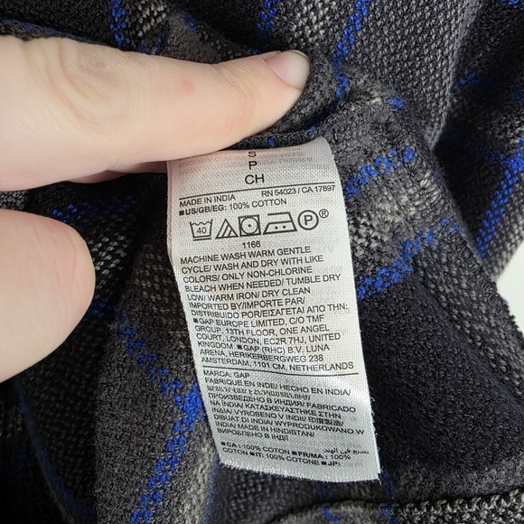 Gap Men's Gray Blue Plaid Relaxed Flannel Button Up Shirt Jacket Shacket Size S - Picture 5 of 8